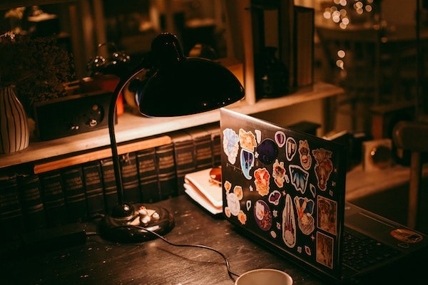 Vinyl stickers placed on a laptop.