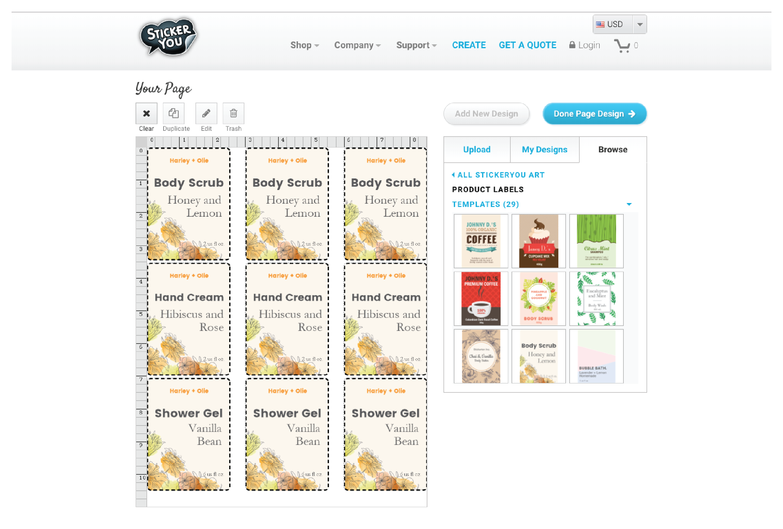 Different types of skincare labels using templates