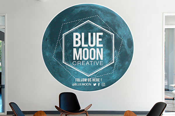 Company wall decal with a social media CTA