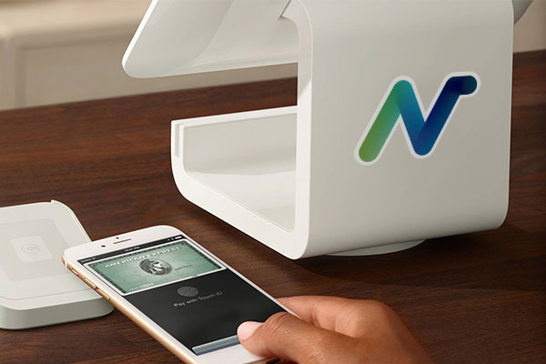 Tablet cash register with a custom logo sticker on it