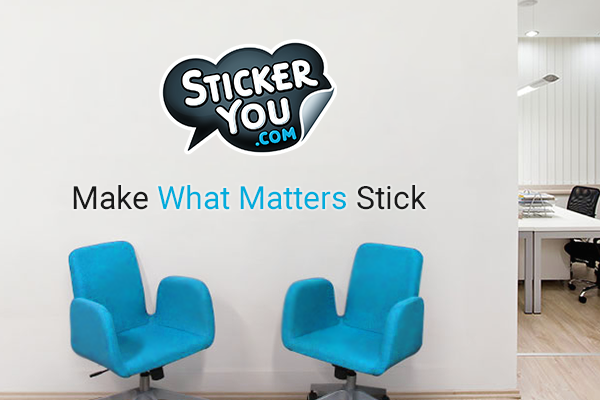 An example of how a mission statement is shown using vinyl lettering in a company.