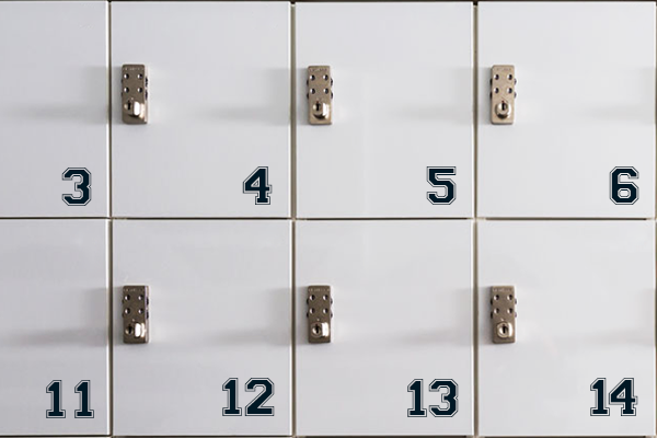Vinyl lettering on individual lockers