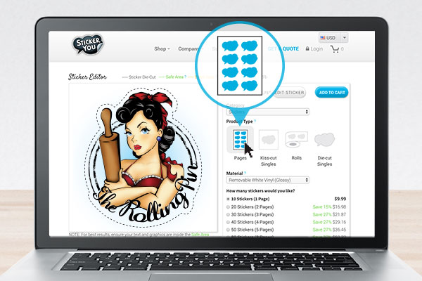 Sticker pages when ordering a smaller quantity of stickers where they will all be used for one purpose.