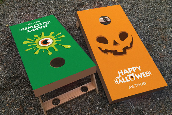 Custom Halloween cornhole board decals