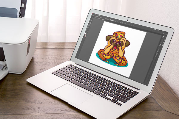 Art being designed on a laptop