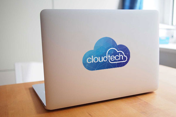 Custom logo sticker on laptop