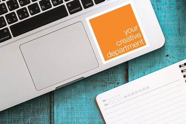 Laptop sticker indicating department