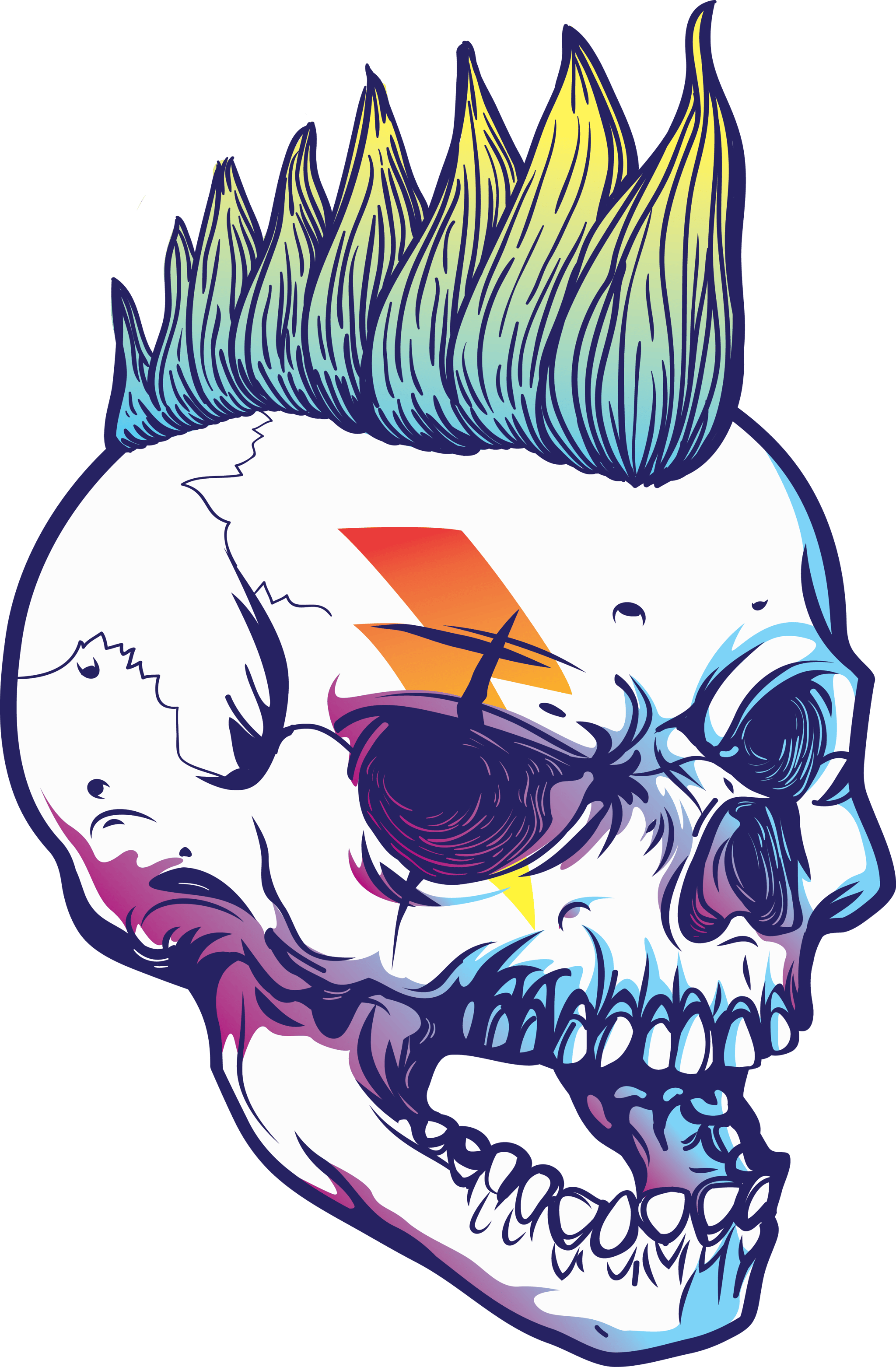 Mohawk Hair Skull