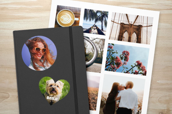 photo stickers on a page