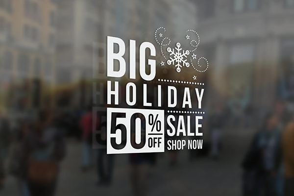 Holiday storefront vinyl window graphic