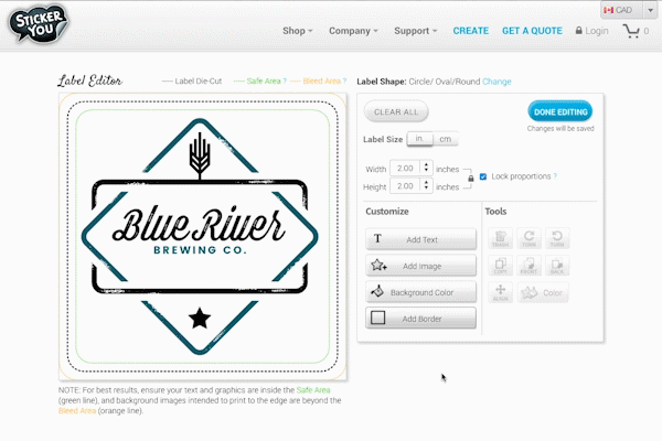 GIF of a business logo being designed in the Sticker Maker