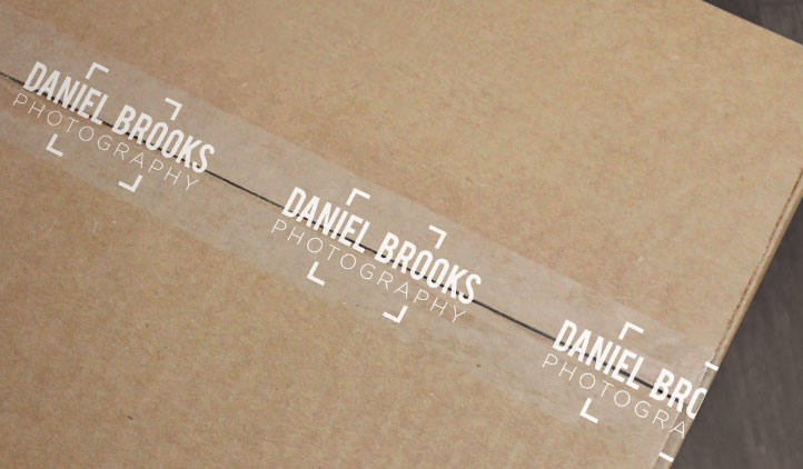 Photo of a package branded with clear packaging tape