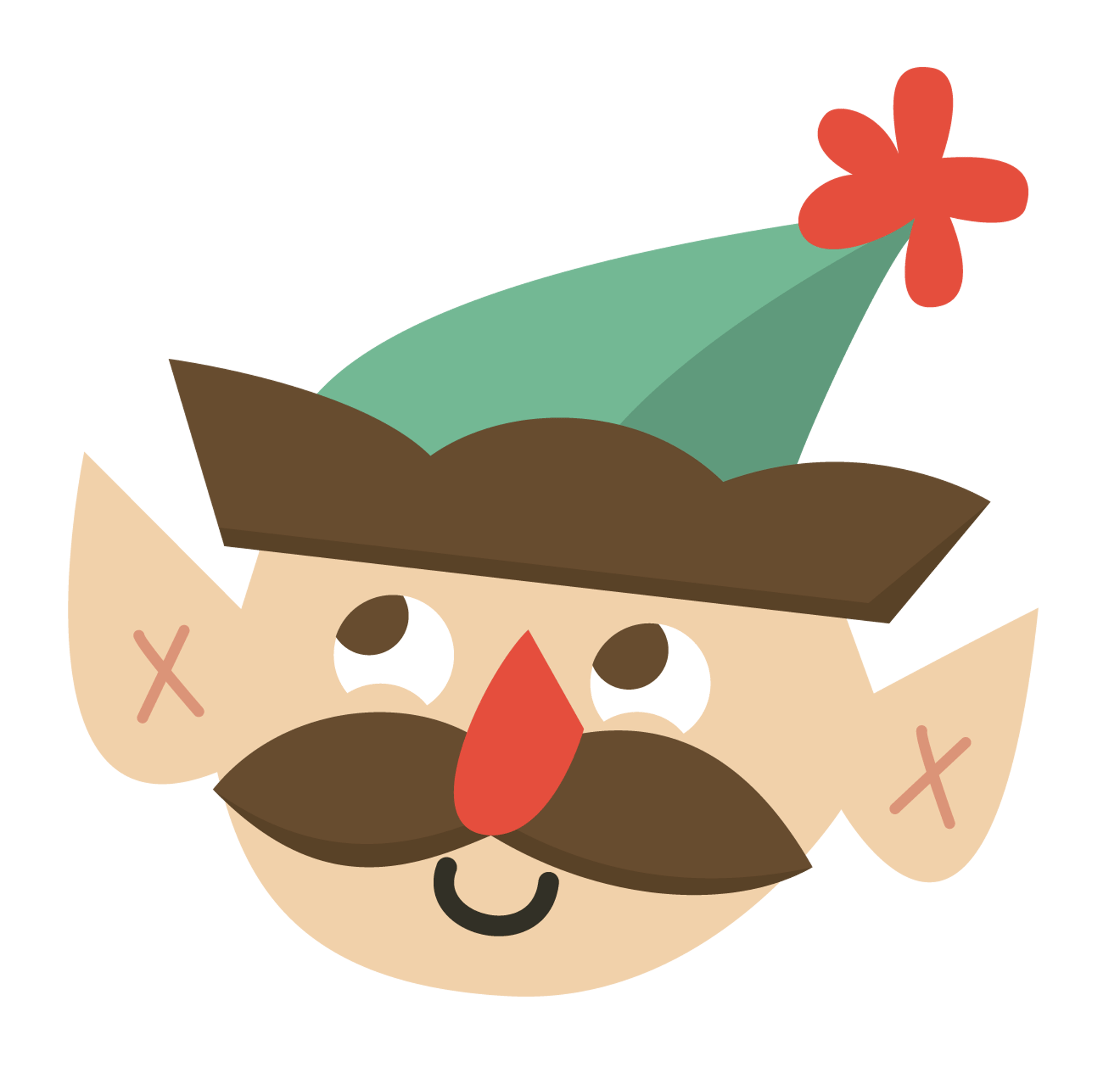 Mustache Christmas Elf Head