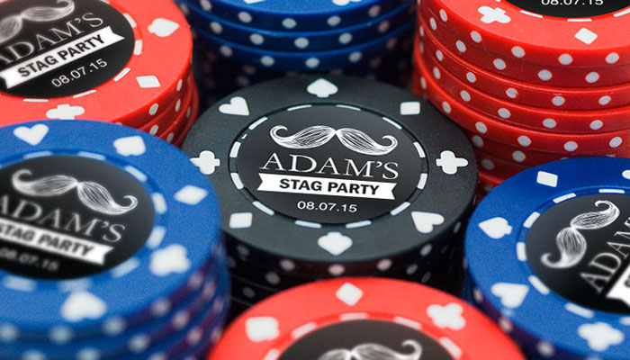 custom labels, poker chip labels, casino theme party, Las Vegas theme party