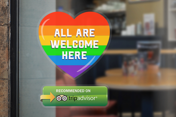 "All Are Welcome Here" Static Cling on Window