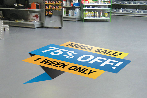 floor decal vinyl decal, ground decal, custom decal, floor sticker, business decal, large format decal