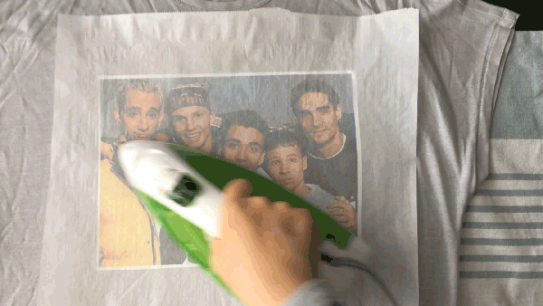 Ironing on a custom iron-on transfer