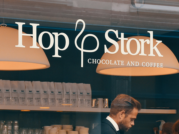 Food packaging and a roll of labels next to it