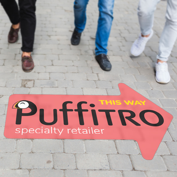 Guide foot traffic to your business location using directional street decals