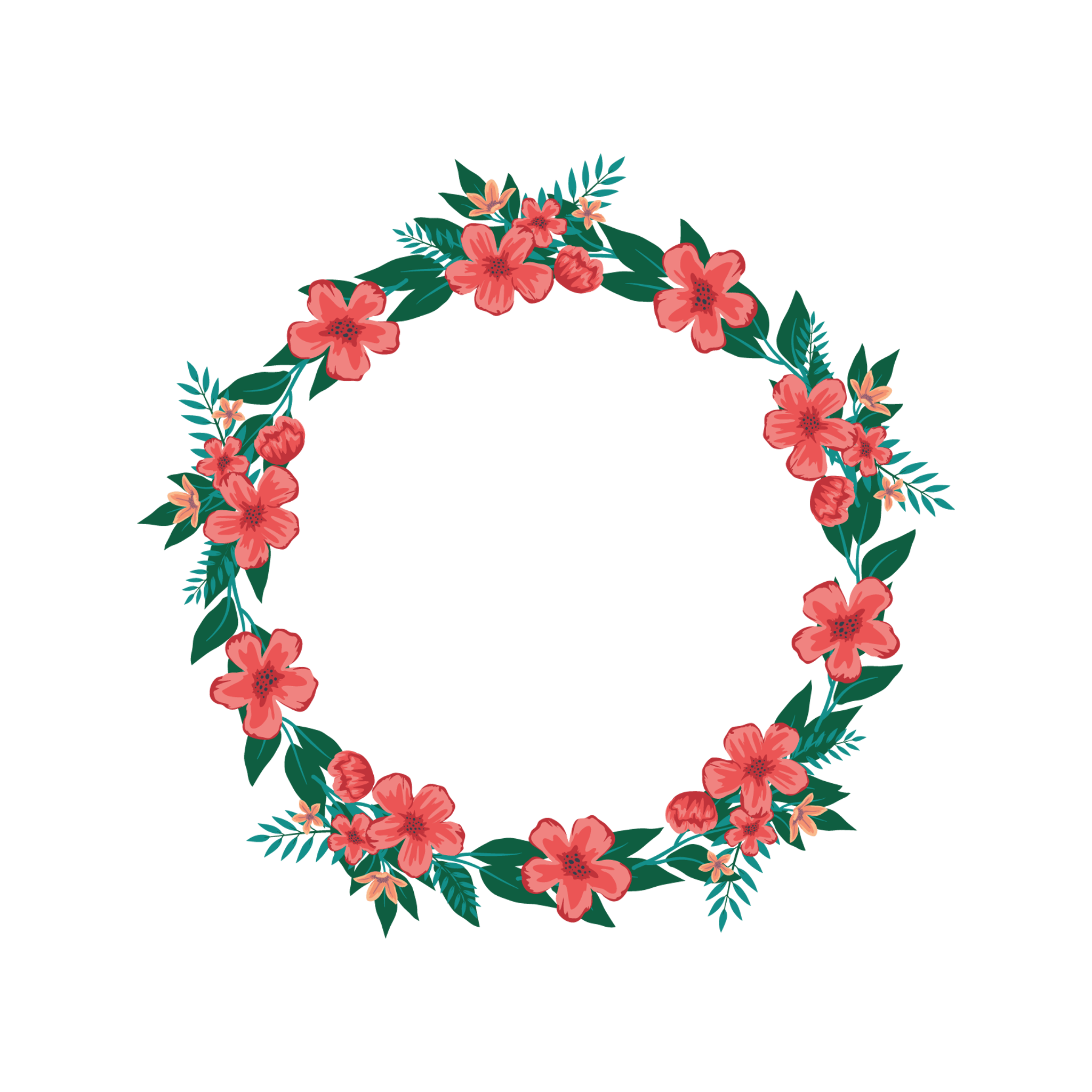 Pink Leafy Floral Wreath