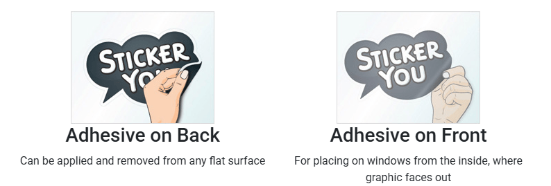 What is a front-side adhesive sticker?