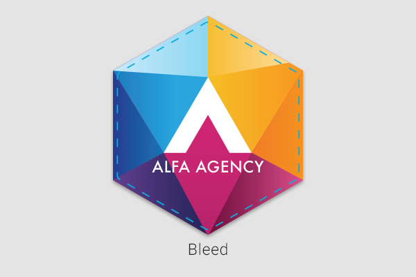 Business logo showcasing bleed outside of the die-cut line