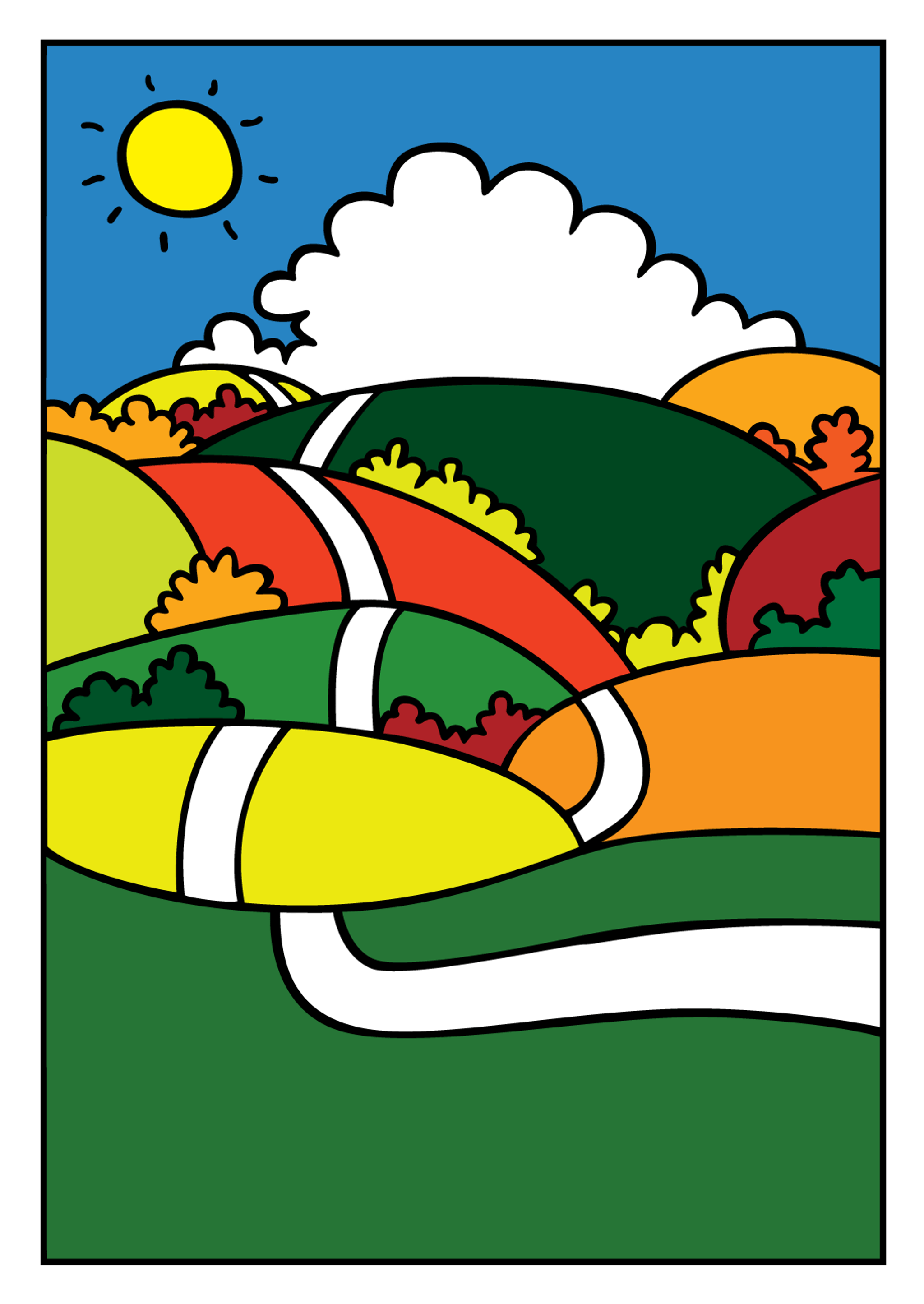 Sun and Rolling Hills