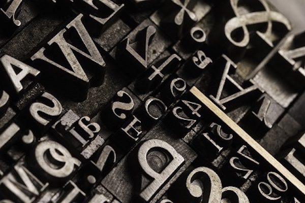 Various letterpress font selections