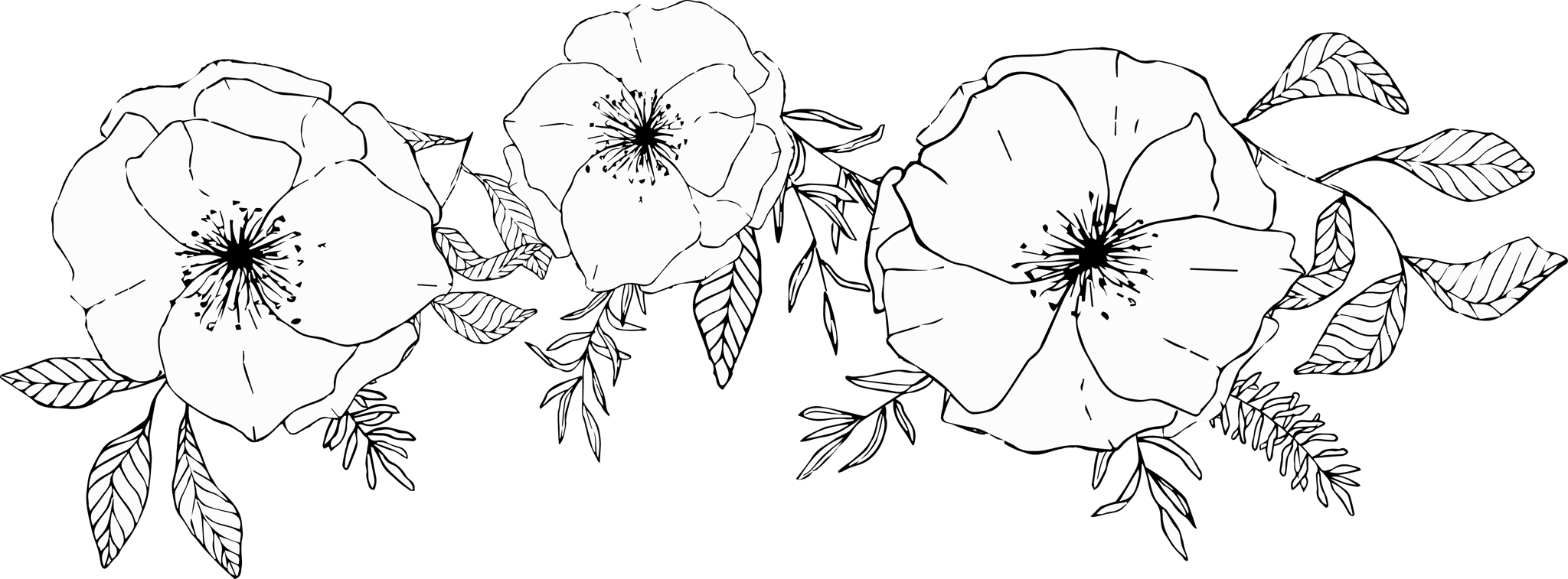 Ink Line Triple Flower