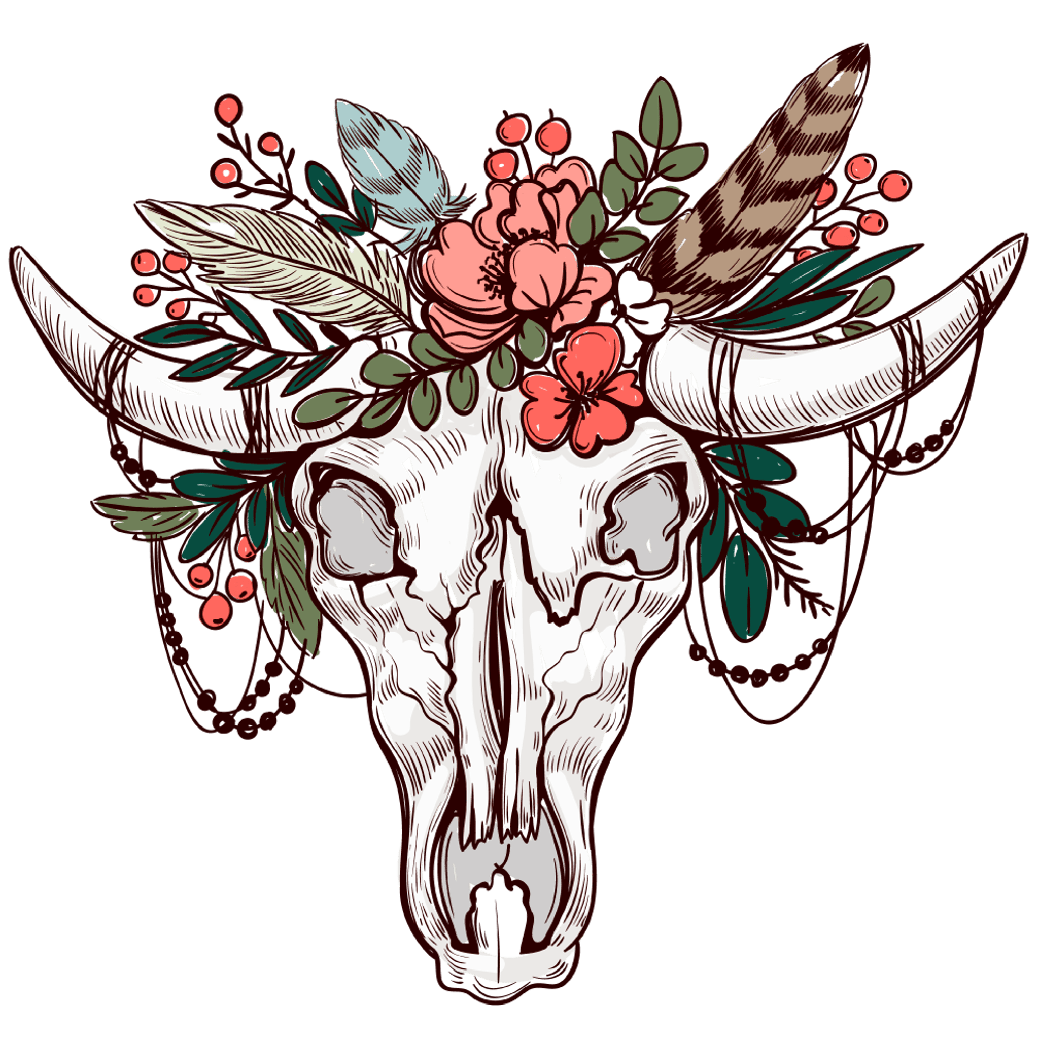 Floral Bovine Skull