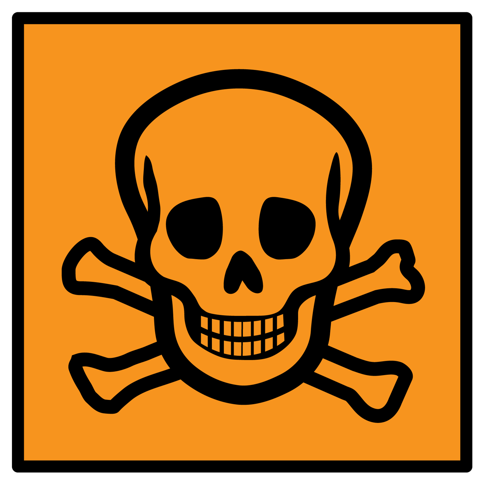 Orange Danger Skull and Crossbones