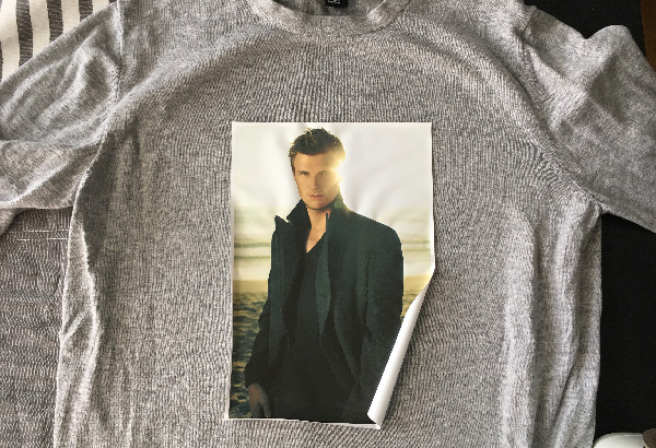 Custom iron-on transfer on shirt