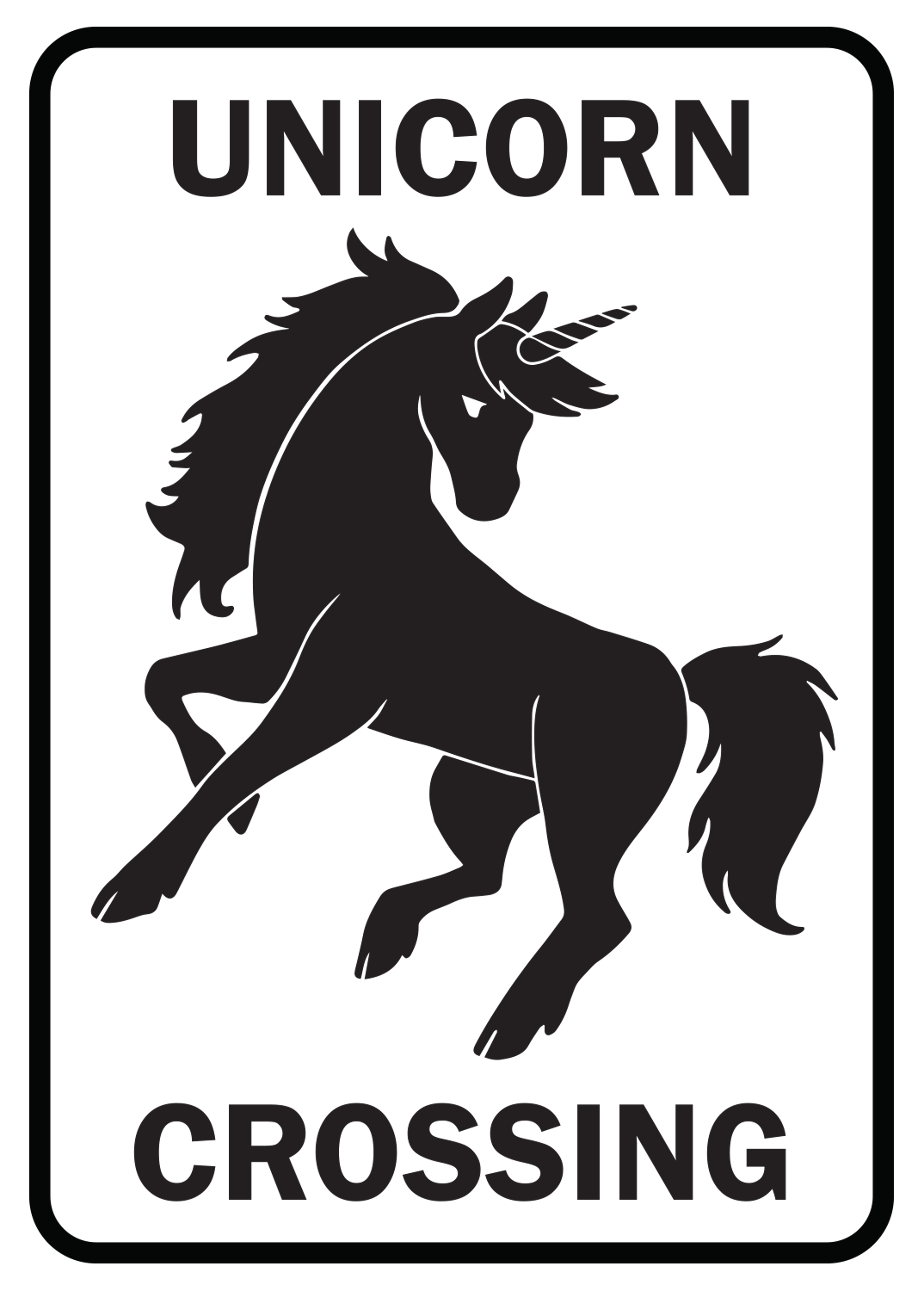 Unicorn Crossing - Black & White