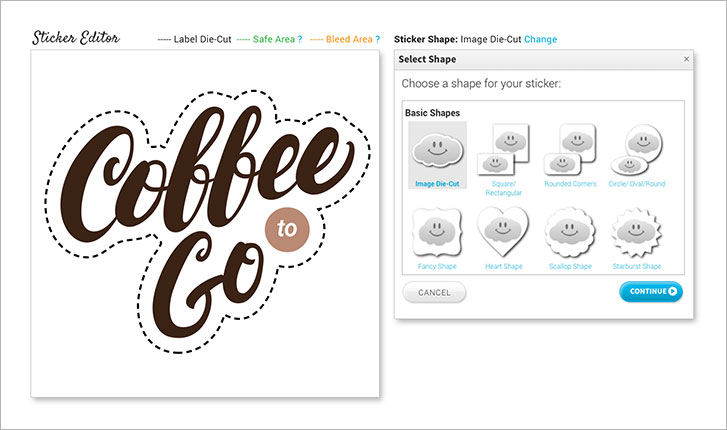 StickerYou editor featuring custom shape tool