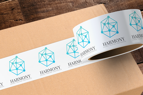 Photo of a branded roll of packaging tape