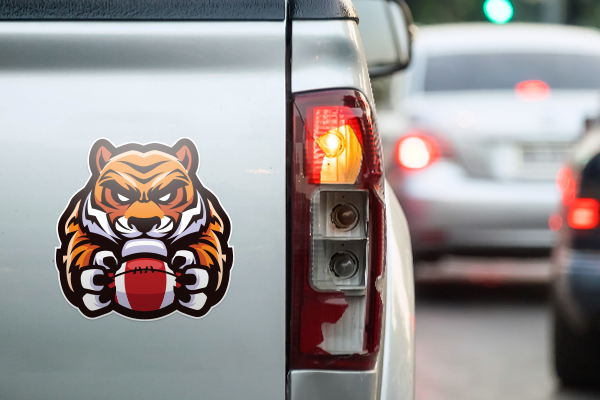 Image of a die-cut sticker on a truck