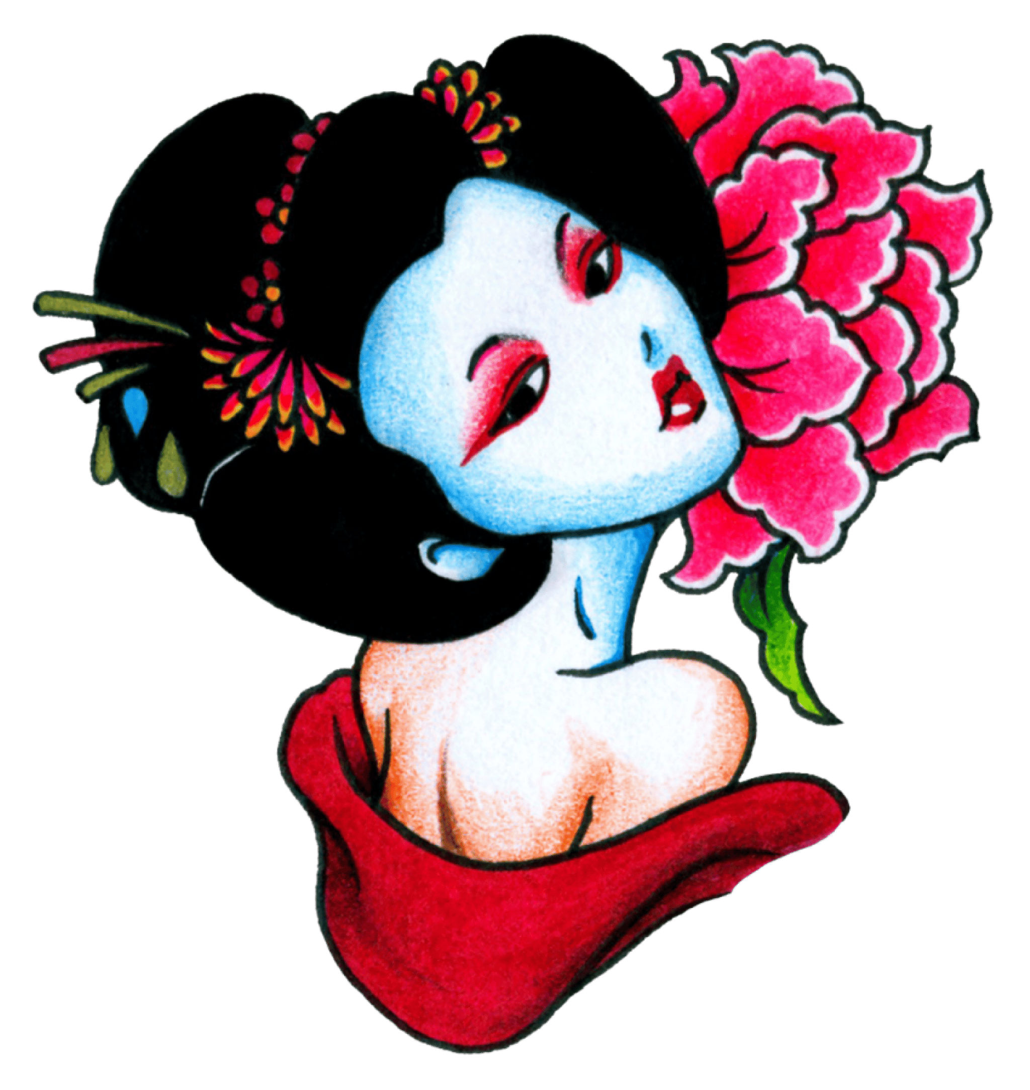 Tattoo Geisha Flower 