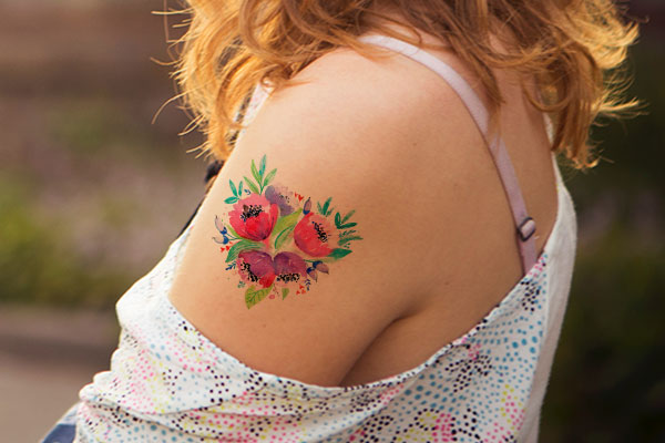 Vintage Floral Custom Temporary Tattoo Design
