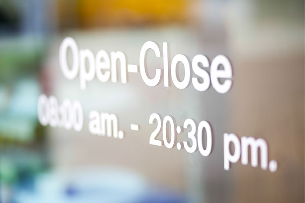 Standard hours of operation decal.