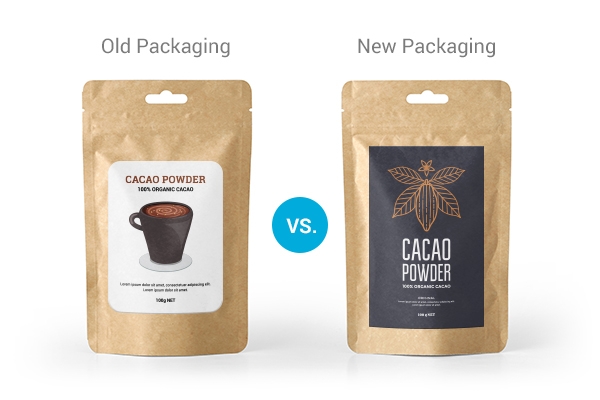Comparison of old packaging labels versus new packaging labels
