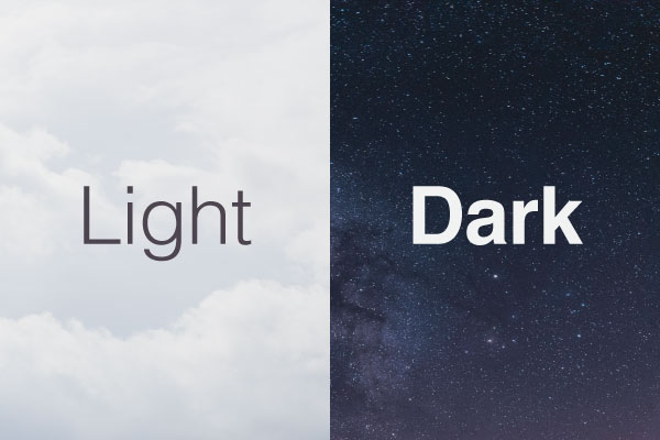 Typography on light and dark backgrounds