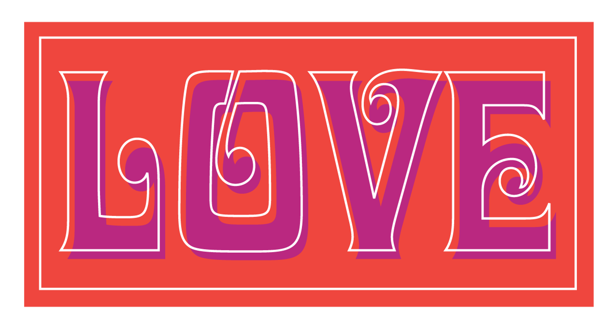 Love Orange Pink Letters