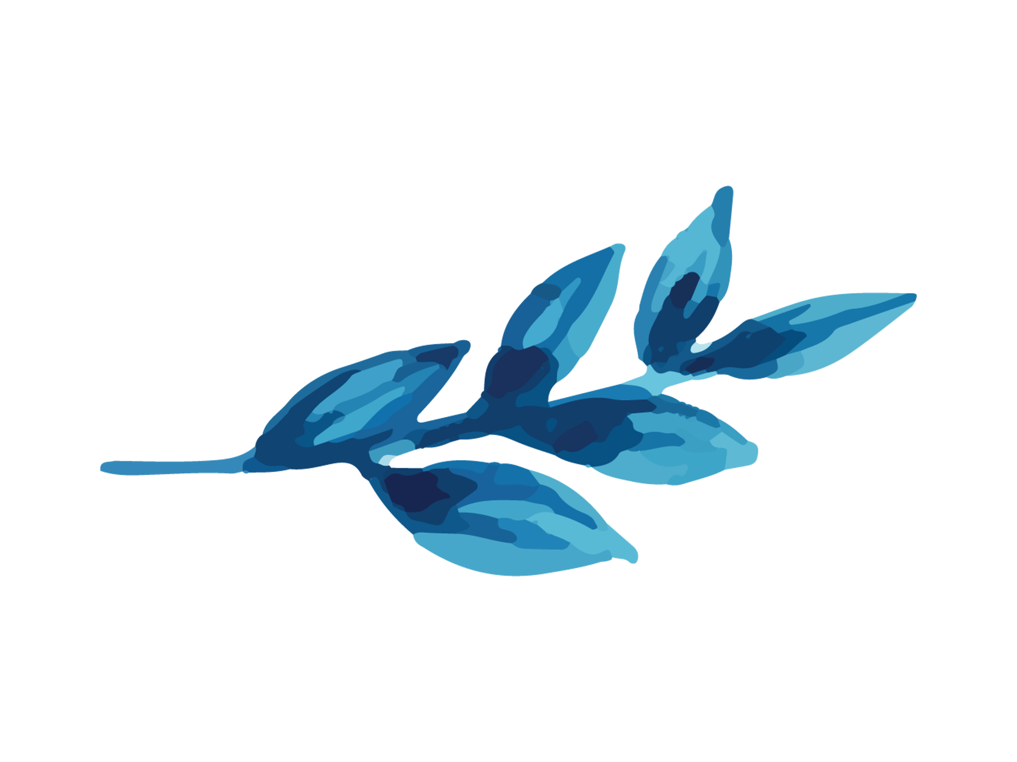 Blue Watercolour Leaf
