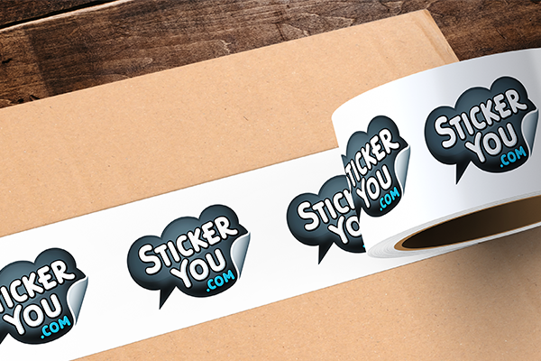 StickerYou branded packaging tape on a cardboard box