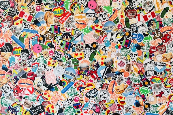 stickerbomb selfie wall