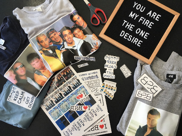 Finished custom iron-on transfer shirts and custom temporary tattoos