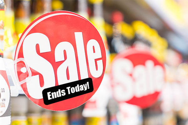 Sale sign with custom label added to it