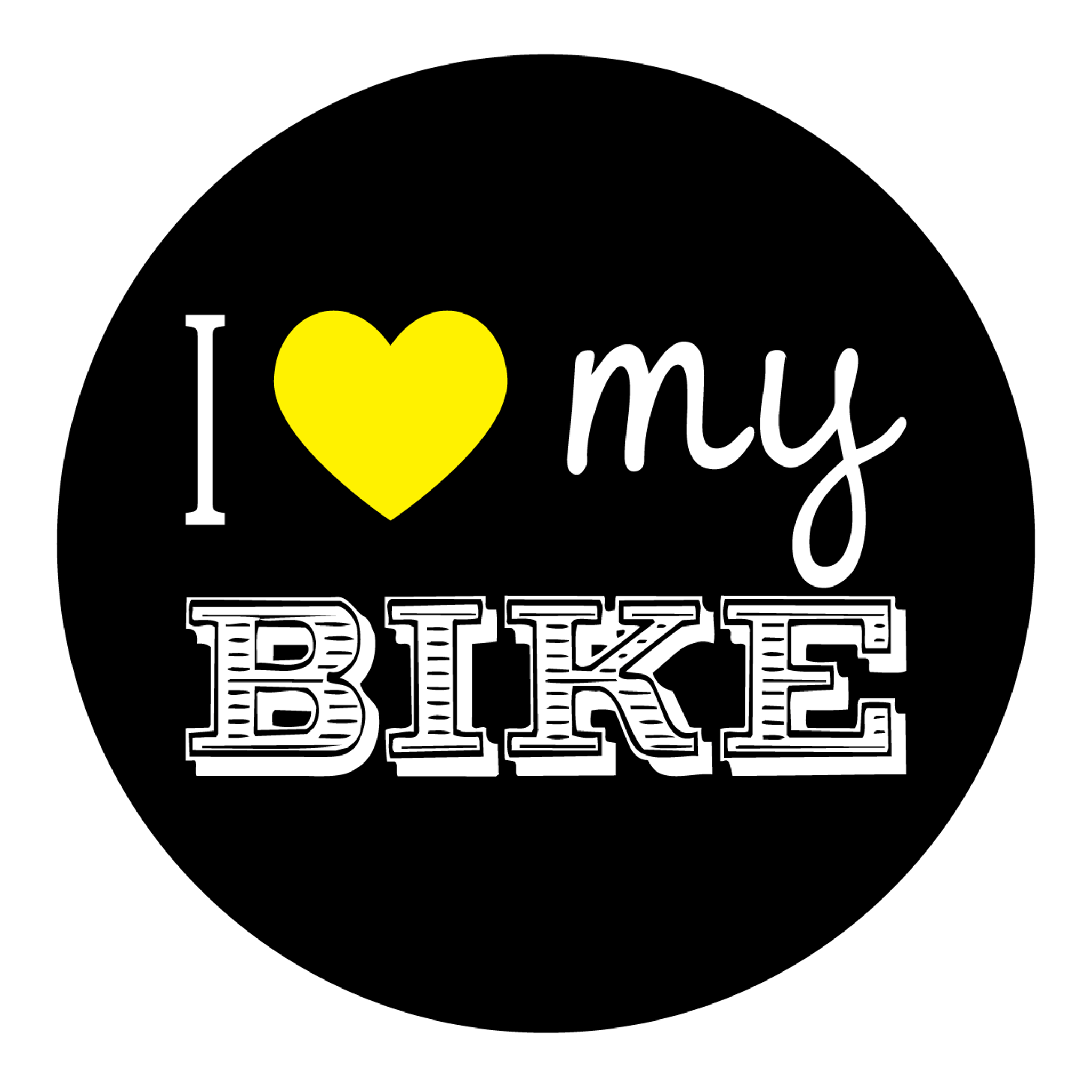 I Love My Bike Yellow Heart