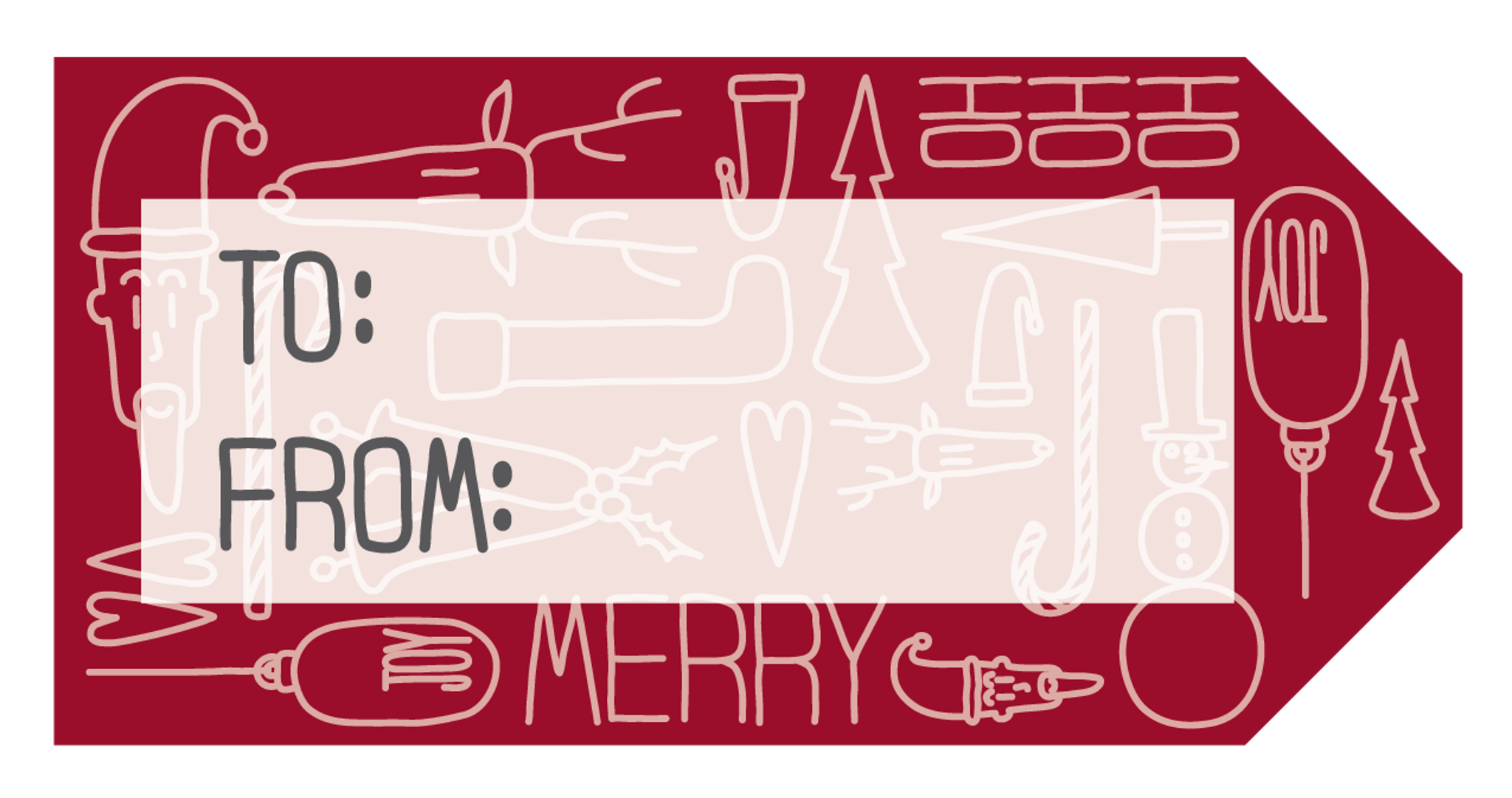 Christmas Line Drawings Gift Tag