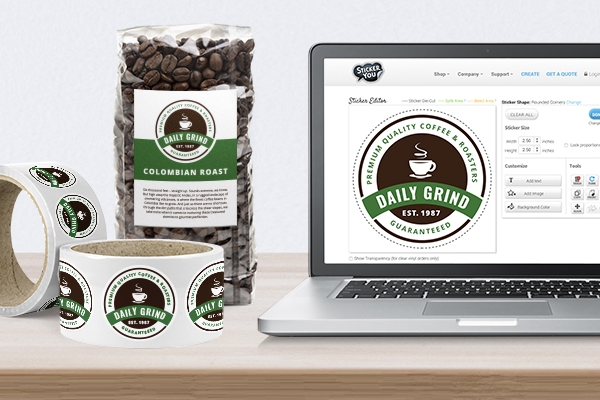 StickerYou Online Editor with custom logo roll labels